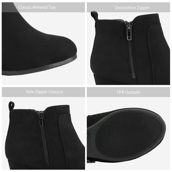 Pointed Toe Suede Wedge Bootie - BLACK SUEDE - 5